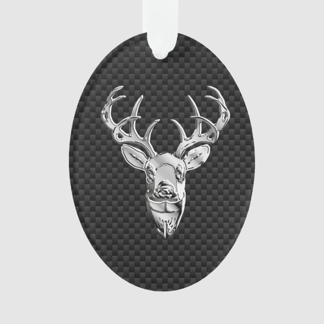 Ornamento Deer on Carbon Fiber Style Impressão (Frente)