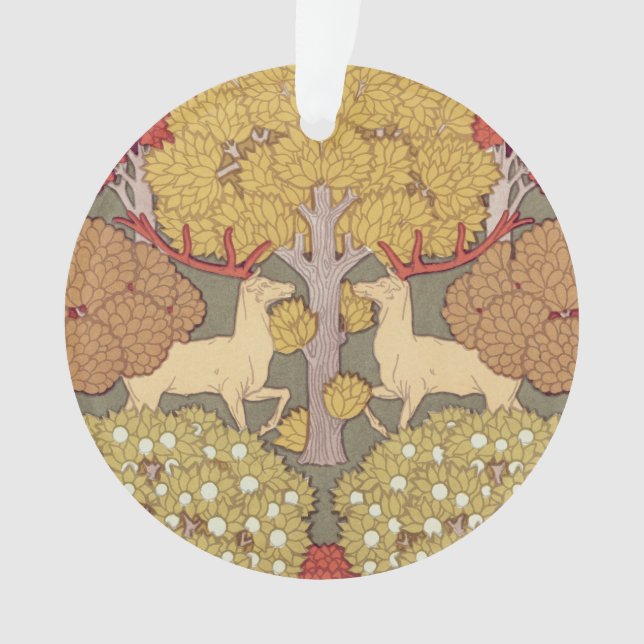 Ornamento Deer &Tree Squirrel Bird Rowan Berries Art Nouveau (Frente)