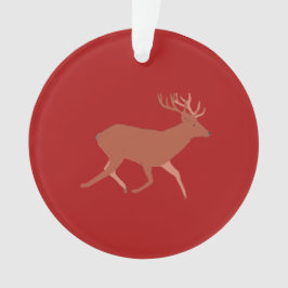 Ornamento Deer Walking Festivo Red Brown Fundo