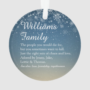 Ornamento Definição de Família Natal Personalizado