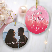 Deixe Nevar Primeira Foto de Natal Rosa