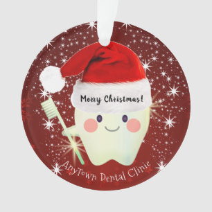 Ornamento Dente feliz em Santa Hat    Ornament