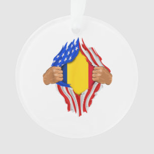 Ornamento Dentro de Sangue Romeno - Camiseta Romênia Bandeir