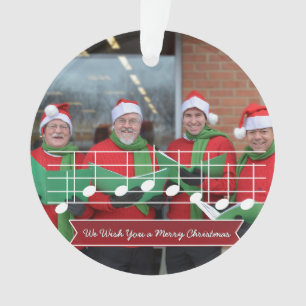 Ornamento Desejamos a Você um Feliz Natal Nota de Música Fot