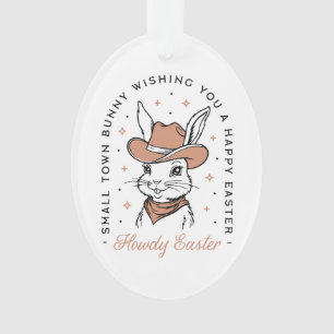Ornamento Desejos de Páscoa feliz cowboy coelho western coun