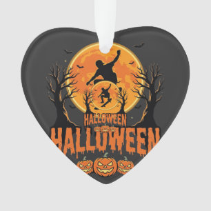Ornamento Desenho de Lua de Skateboard de Halloween