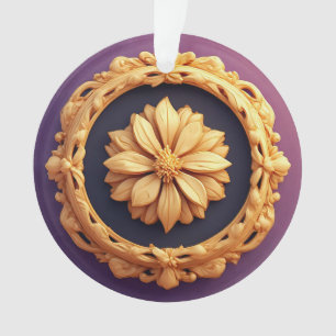 Ornamento Desenho de Medalhões Florais Ornamentais Dourados