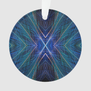 Ornamento Desenho de Pena Fractal Azul