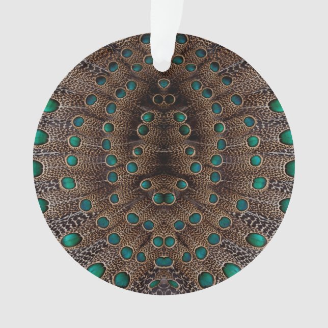 Ornamento Desenho Fractal de Pena de Faisão (Frente)