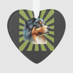 Ornamento Desenho gráfico retro Border Collie Sunburst