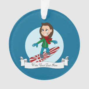 Ornamento Desenhos animados da menina da snowboarding