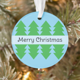 Ornamento Design Azul de Árvore Simples, Feliz Natal
