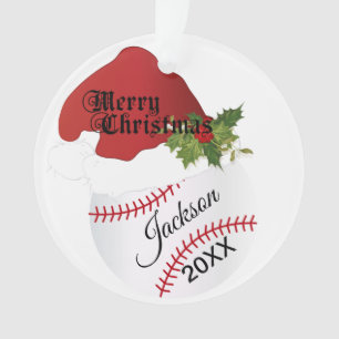 Ornamento Design de Baseball Santa Hat   DIY Name