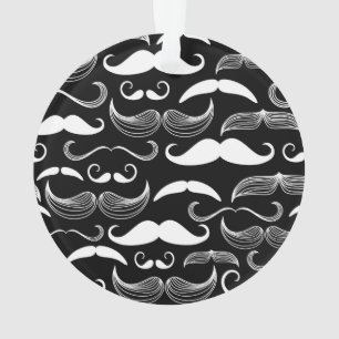 Ornamento Design de bigode branco engraçado a preto