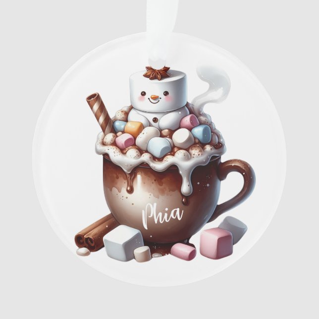 Ornamento Design de Cacau de Boneco de Neve Fofo  (Frente)