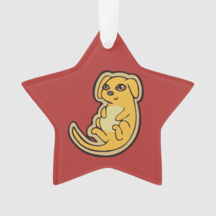 Ornamento Design De Desenho De Cão Amarelo E Vermelho