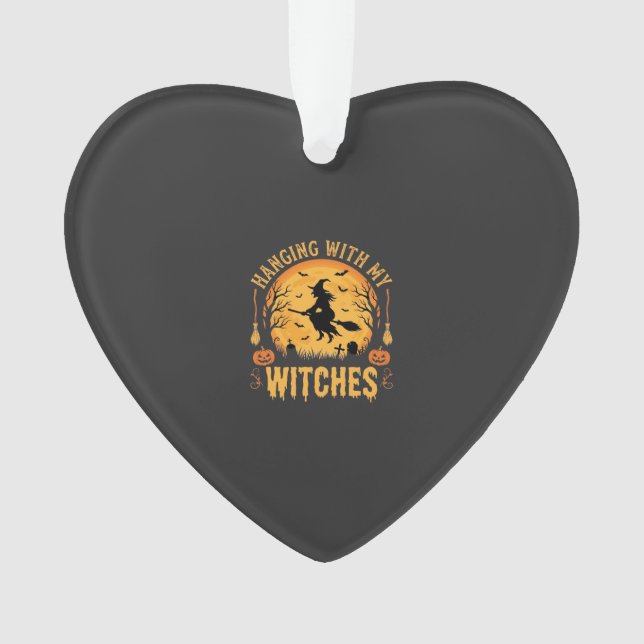 Ornamento Design de Halloween Pendurado Com Minhas Bruxas (2 (Frente)