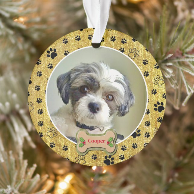 Ornamento Design de Impressão de Pata de Cachorro Simples e  (Árvore)