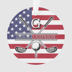 Ornamento Design de Monograma de Golfe da Bandeira Americana