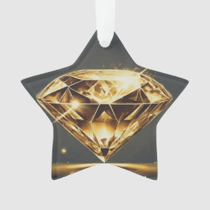 Ornamento Design de Onda de Música de Diamante Amarelo
