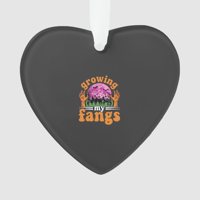 Ornamento Design de Vampiro de Halloween Crescendo Meus Dent (Frente)