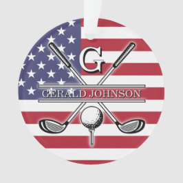 Ornamento Design do Monograma de Golf de Bandeira Americana