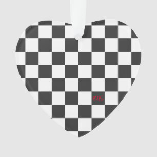Ornamento Desktop Checkerboard INICIALMENTE Black White Fan 