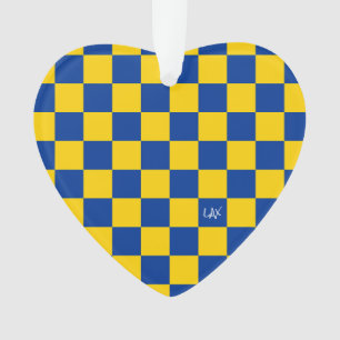Ornamento Desktop Checkerboard INTIALS Blue Yellow Fan Club