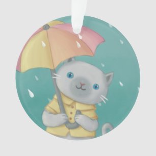 Ornamento Dia chuvoso: Ilustração de Cat & Umbrella