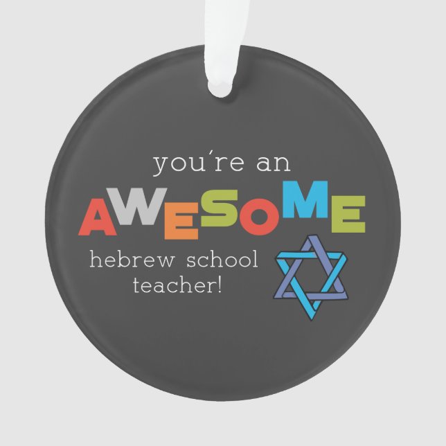 Ornamento Dia de Apreciação de Professores da Escola Hebraic (Frente)