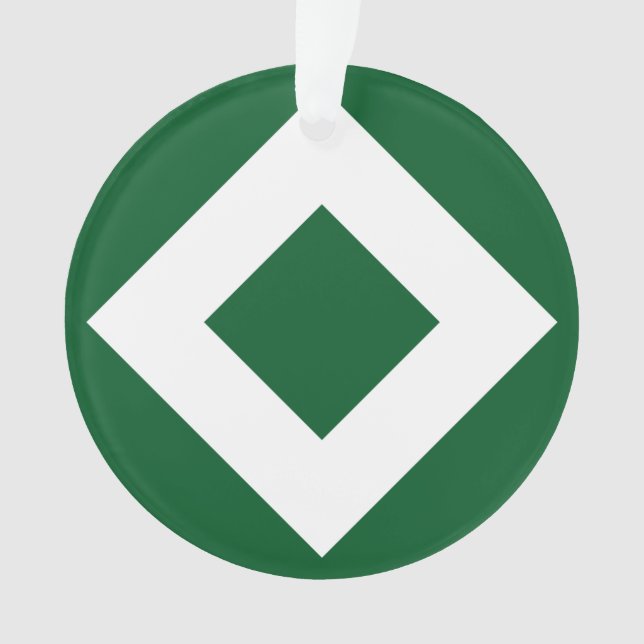 Ornamento Diamante Verde, Borda Branca Negrito (Frente)