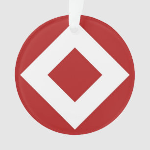 Ornamento Diamante Vermelho, Borda Branca Negrito