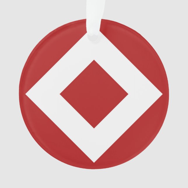 Ornamento Diamante Vermelho, Borda Branca Negrito (Frente)