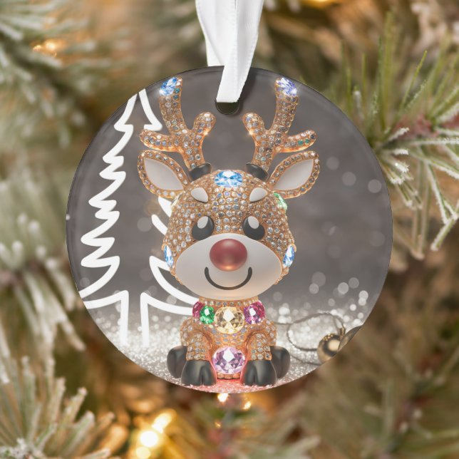 Ornamento Diamond Dazzling Rudolf: Uma Gema de Natal 3D (Árvore)