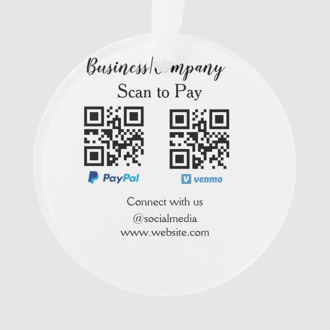 Ornamento Digitalizar para pagar q r code paypal venmo adici (Frente)