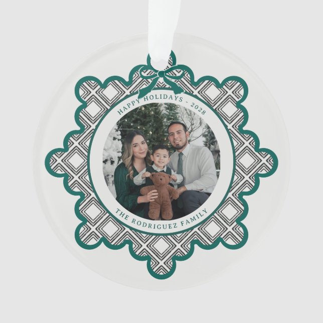Ornamento Dimond Pattern Acrylic Holiday Ornament with Photo (Frente)