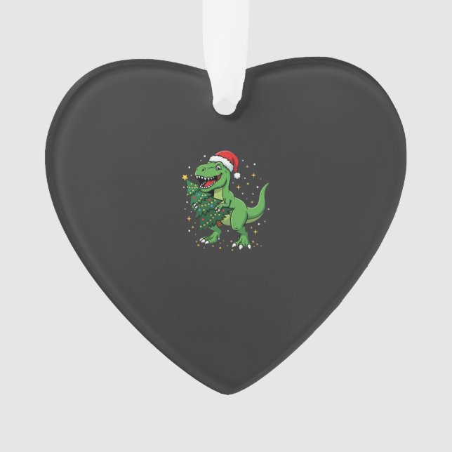 Ornamento Dinossauro de Natal Papai Noel T Rex (Frente)