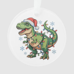 Ornamento Dinossauro de Natal T Rex Luzes Feliz Natal Papai