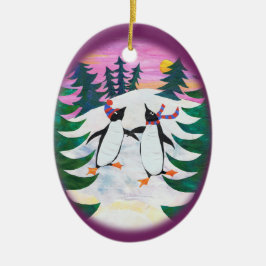 Ornamento Divertido De Pinguins De Pinguins De Pé-