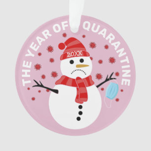 Ornamento Divertido Natal Triste Homem de Neve Quarentena