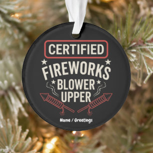 Ornamento Divertido Soprador de Fogos de Artifício Certifica