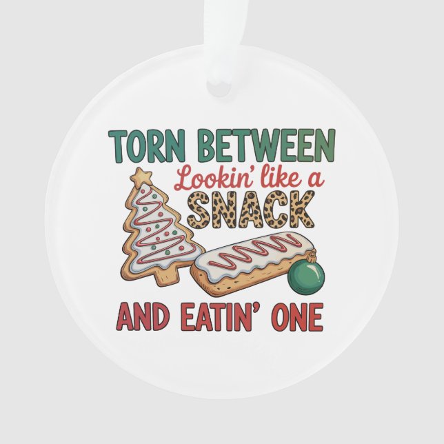 Ornamento Dividido Entre Parecendo Um Snack E Comendo Um (Frente)