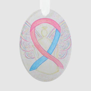 Ornamento do Anjo da Fita de Consciência Rosa e Az