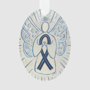Ornamento do Anjo da Fita de Sensibilização Azul e