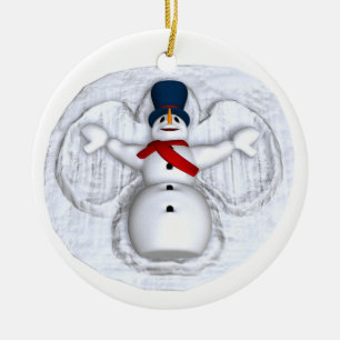 Ornamento do anjo da neve do boneco de neve
