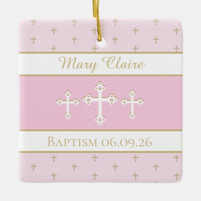 Ornamento do batismo cristão personalizado (Frente)