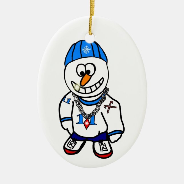 Ornamento do boneco de neve do Natal do rapper de (Frente)