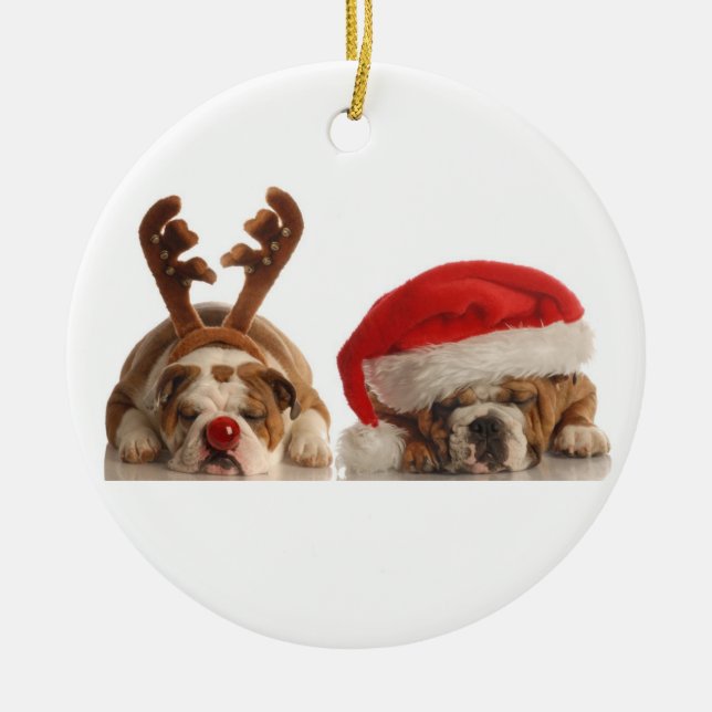 Ornamento do buldogue do Natal (Frente)