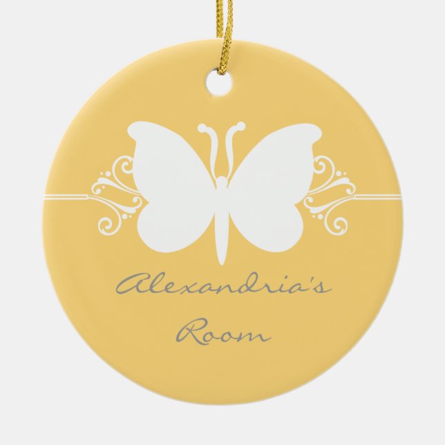 Ornamento do Cabelo da Porta da Borboleta Amarela  (Frente)