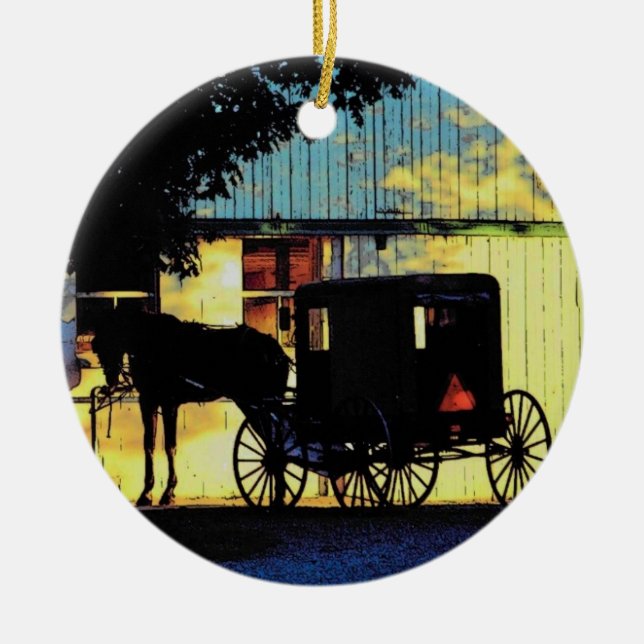 Ornamento do carrinho de Amish (Frente)